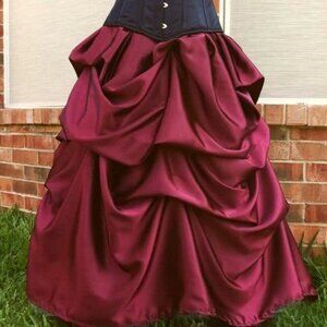 Burgundy Skirt Gothic Renaissance Bustle Victorian Fits Small to Large